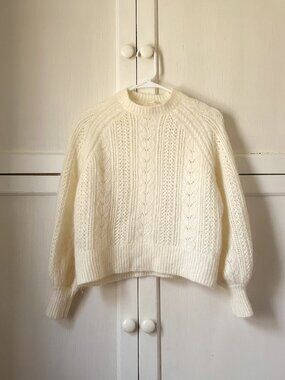 Sezane Cream Kid Mohair Wool Jumper Sweater Size XS